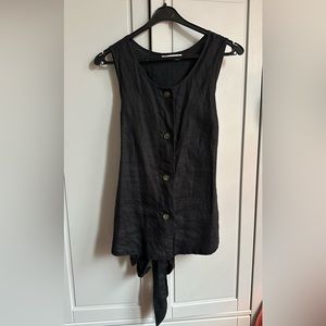 Black Linen Tie Back Tank